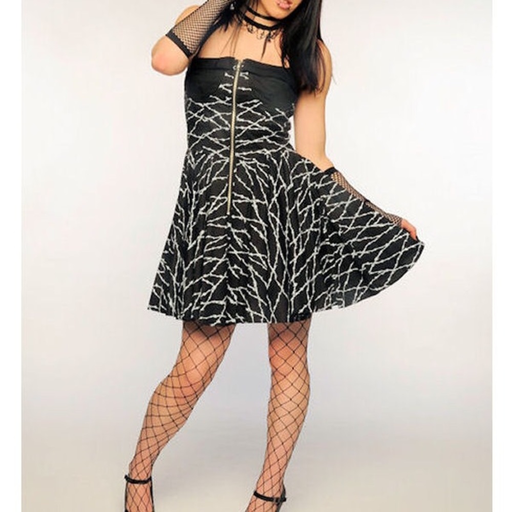 hell bunny barbed wire printed halter dress
